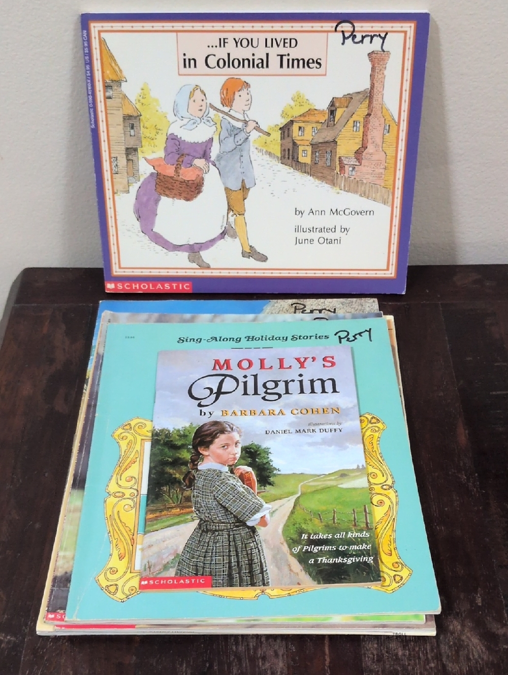 Scholastic Vintage Pilgrim Themed Paperback Book Set of 7 Used Children's Books
